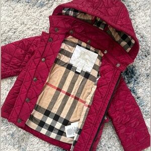 Burberry Burgundy baby girl puffer jacket 9-12 months